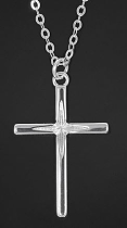 DIAMOND CUT SILVER PLATED CROSS NECKLACE