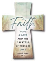 RESIN STANDING MESSAGE CROSS/FAITH, HOPE, LOVE