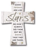 RESIN STANDING MESSAGE CROSS/FRIENDS LIKE STARS