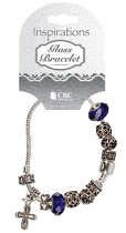 METAL GLASS BRACELET WITH CROSS BLUE 