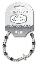 BRACELET IMITATION HEMALITE WITH METAL CROSS
