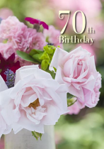 AGE 70 CARD - ROSE AND CARNATIONS
