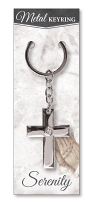 METAL CROSS KEYRING WITH STONE