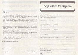 BAPTISM APPLICATION FORM B1 PACK OF 50