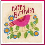 PINK BIRD BIRTHDAY GREETING CARD 