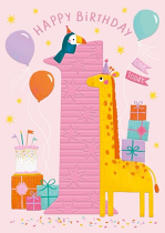 AGE 1 GIRLS GREETINGS CARD