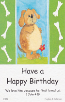 BIRTHDAY POSTCARD PACKET DOG AND BONES PACK OF 12