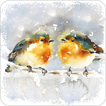 TWO ROBINS CHRISTMAS COASTER