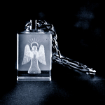 CRYSTAL GLASS KEYRING ANGEL WITH HALO