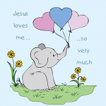 ELEPHANT: JESUS LOVES ME SO VERY MUCH BLUE