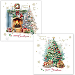 FIREPLACE/TREE CHRISTMAS CARDS BOX OF 16
