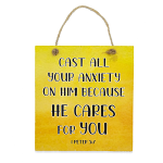 CAST ALL YOUR ANXIETY COLOUREDE PLAQUE