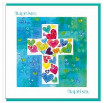 BAPTISM HEARTS AND CROSS GREETINGS CARD 