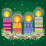 PEACE CANDLES CHRISTMAS CARDS PACK OF 10