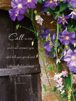 PURPLE CLEMATIS JEREMIAH 33:3 PLAQUE