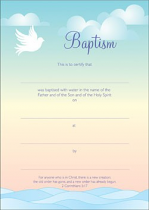 BAPTISM CERTIFICATE WAVES PACK OF 10